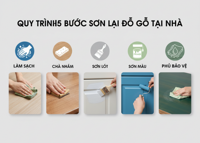 5 bước sơn đồ gỗ